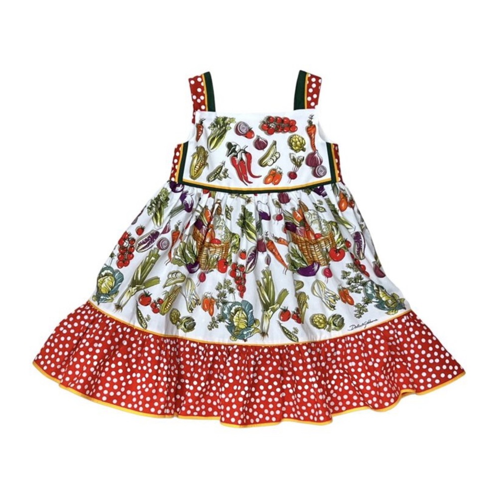 Veggie & Polka Dot Print Dress